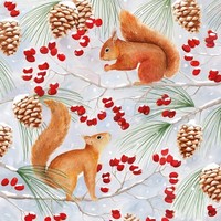 20 Servietten Squirrel Chat EichhöRnchen Tiere ÄSte Baum Beeren Winter 33X33Cm