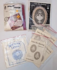 Lot 7 Needlework Lace Net Darning Kits Beginners Christmas Needle Magic Revival