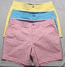 Crown & Ivy Motion Flex Shorts Lot of 3 Pink/Sky-Blue/Yellow Stretch Men's 36/7"