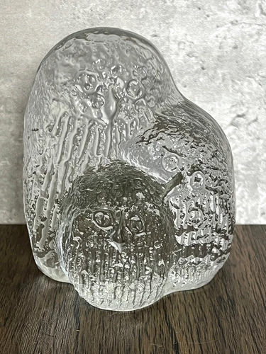 Blenko DAS ?  Glass Shore Birds Figurine Textured Clear Glass MCM