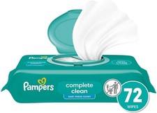 Pampers Baby Wipes, Complete Clean Baby Fresh Scented Wipe,72 Total