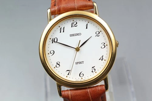 Vintage 1995 *Near MINT* SEIKO Spirit 5E21-6C00 Gold Quartz Men Watch From JAPAN