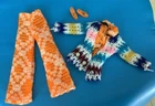 Vintage Barbie Clone Rare Knit Outfit Hong Kong Tag Mod TOP, BELLBOTTOMS, SHOES