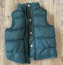 Gymboree Outdoor Winter Snap Front Fleece Lined Puffer Snow Vest XS 3-4 Green