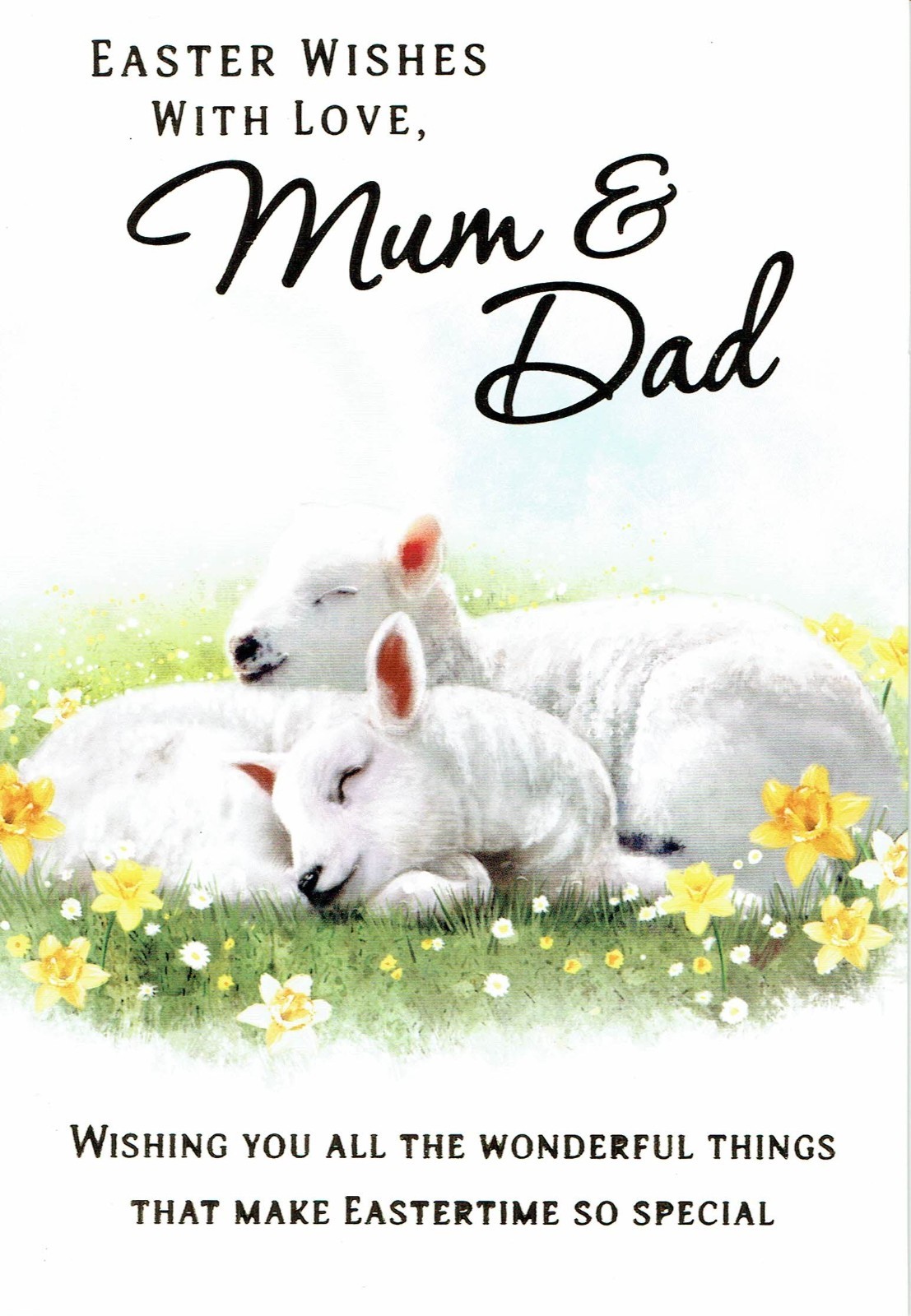 MUM AND DAD EASTER CARD Quality Easter Card Lambs Design
