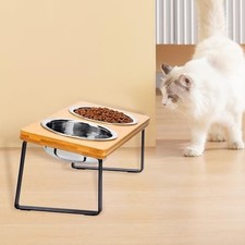 Ciotola Doppia Gatto Cane Rialzata Ergonomica con Supporto Metallo Antiscivolo