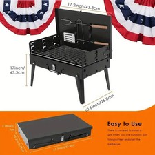 Barbecue Charcoal Grill Folding Portable, Windproof And Thickened Tool Box Desig