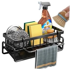 Kitchen Sink Organizer Caddy, Stainless Steel Sink Sponge Holder 9.1inch