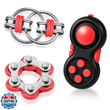 Gejoy 3 Pcs Fidget Toys Adults Set Handheld Fidgets Controller Pad Game Six R