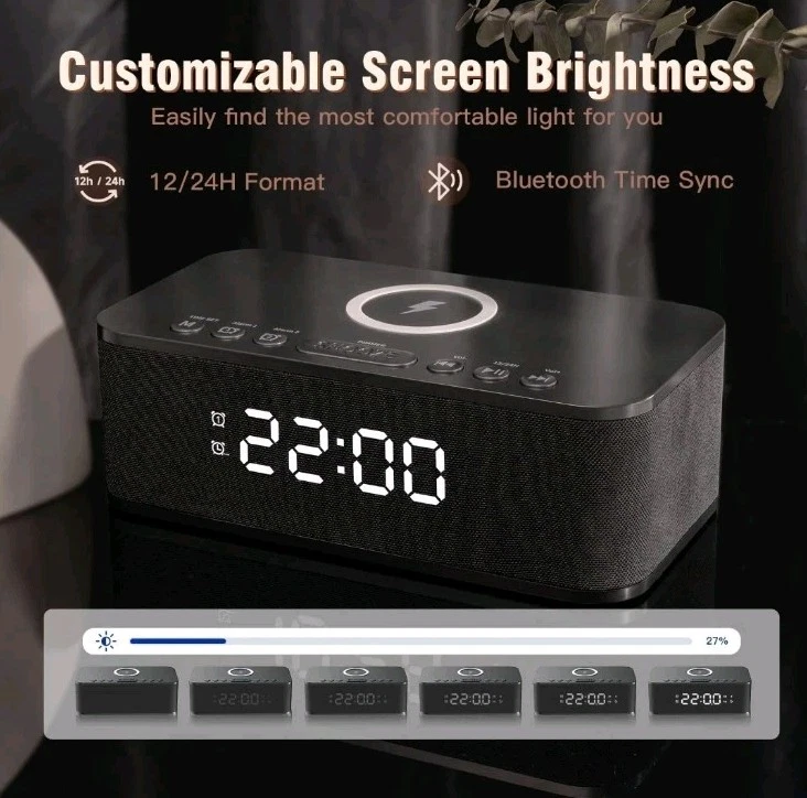 Dual Alarm Clock Radio Bedroom, Digital Alarm Clocks Bedrooms Bluetooth, Up t... - Image 3 of 3