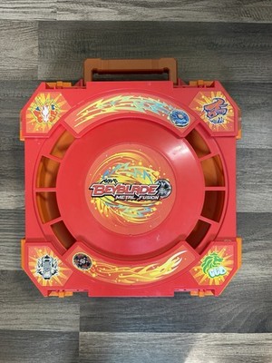 BEYBLADE Metal Fusion BATTLE ARENA Stadium Folding Travel Case 2010 Orange Red