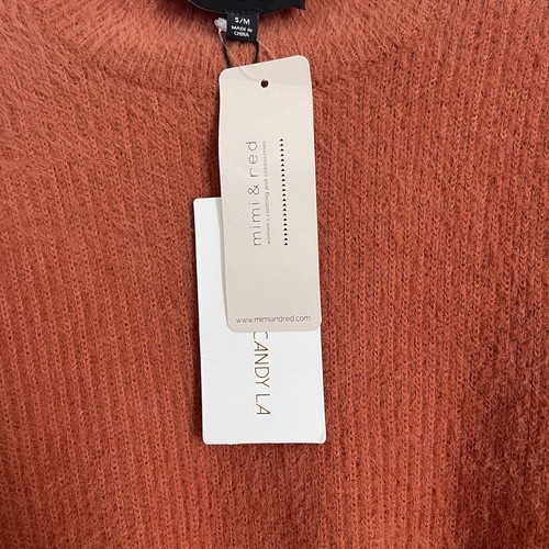 Cotton Candy LA Burnt Orange Cropped Fuzzy Long-Sleeve Sweater NWT Women’s S/M - Picture 7 of 9