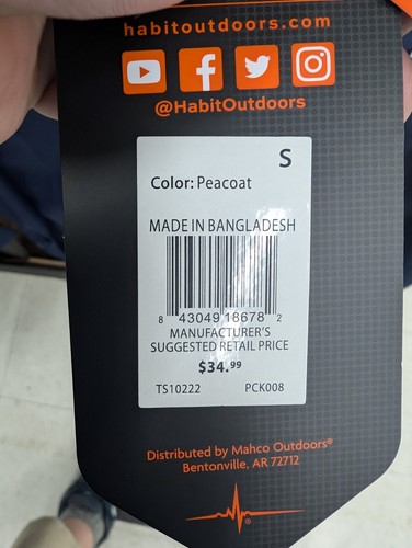 Camisa de río Habit para hombre pequeña manga larga ventilada chaquetón de pesca azul marino AM27 - Imagen 10 de 10