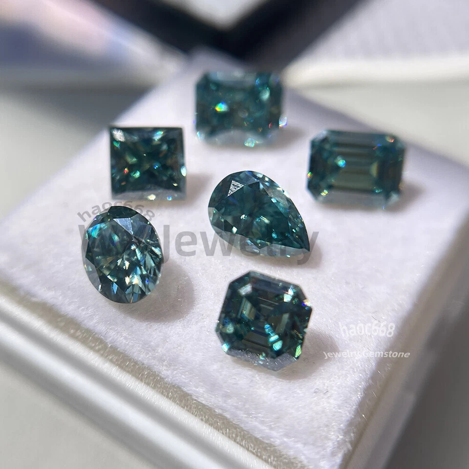 Moissanite loose stones MultiShape cut Moissanite GRA Blue Green VVS jewelry - Image 4 of 4