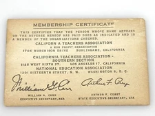 California Teachers Association Member Dues Receipt Membership Card I.D. 1965