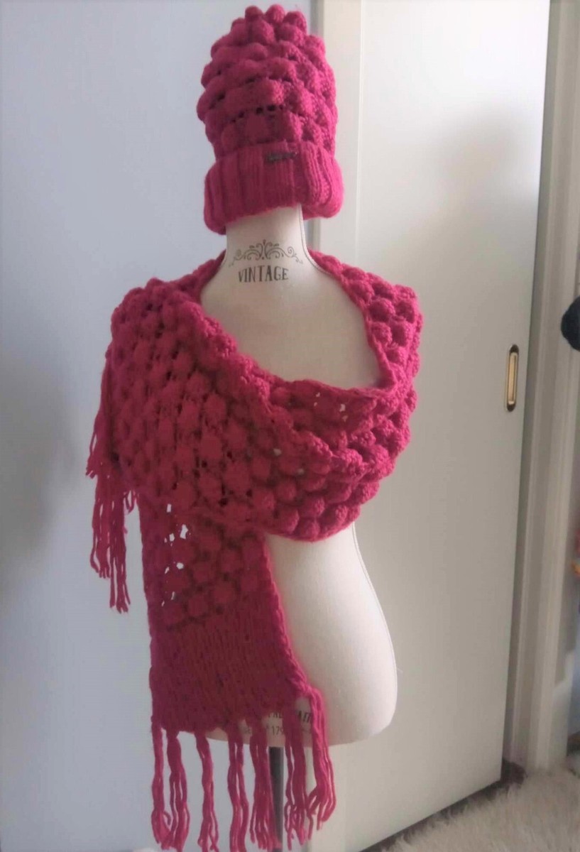 COMPLETO SCIARPA CAPPELLO TWIN SET SIMONA BARBIERI berretto rosa