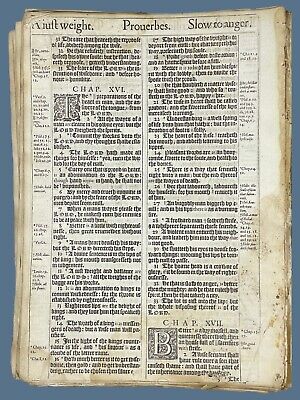 1611 KJV KING JAMES BIBLE LEAF PAGE BOOK OF JUDGES 9:39-11:10 ISRAEL  PUNISHED VG