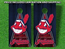 Indians Cornhole Board Skin Wrap Decal SET - Laminated - 3M 