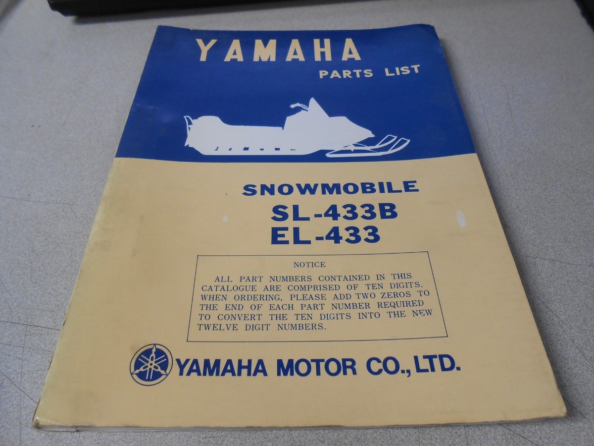 Yamaha Factory First Edition Parts List 1972 SL-433B & EL-433 LIT