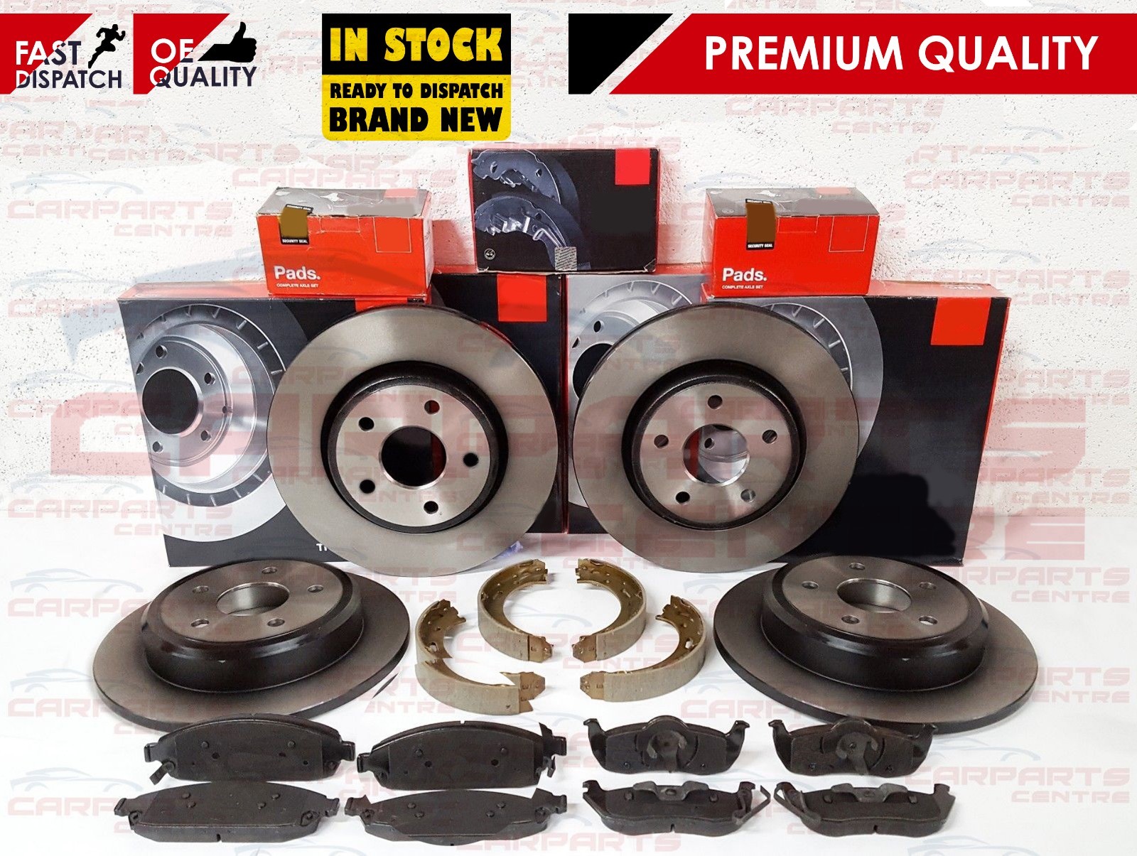 FOR JEEP GRAND CHEROKEE COMMANDER FRONT REAR BRAKE DISCS PADS HANDBRAKE
