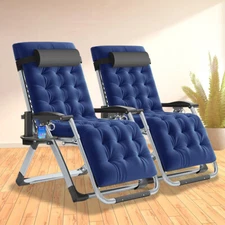 NAIZEA Zero Gravity Chairs Set of 2 Outdoor Sun Lounger Removable Cushion Pad