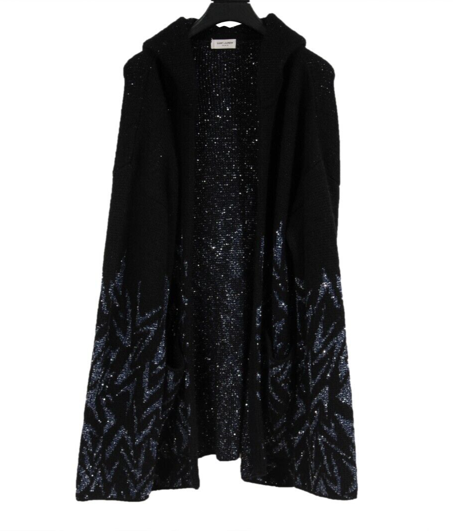 SAINT LAURENT / オーバーサイズ スウェットシャツ Saint Laurent Men Baja Hoodie Large Jacquared Black Blue