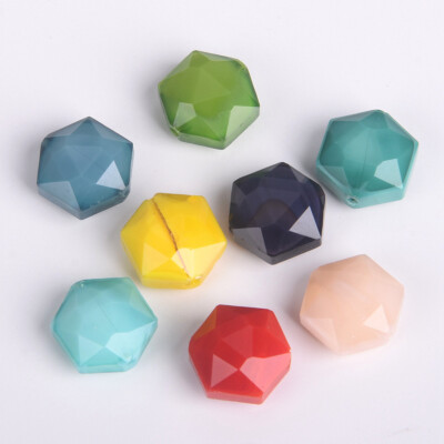 10pcs 14mm Hexagon Shape Opaque Faceted Glass Loose Beads for Jewelry Making Lot