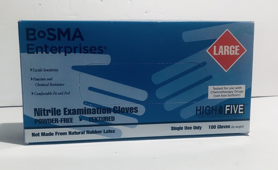 Bosma Nitrile Examination Gloves Power Free Textured 100 Count Size Large eBay
