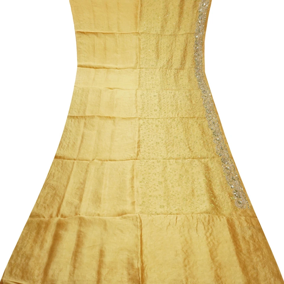 Vintage Naranja Sarees 100% Pura Seda Mano Bordado Bollywood Sari 4.6m Tela - Imagen 4 de 4