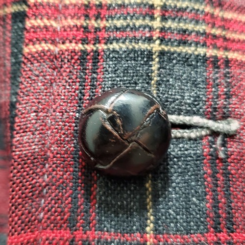 VTG Pendleton Sport Unlined Wool Jacket Red Gray Plaid Leather Buttons Men's L - Picture 5 of 12