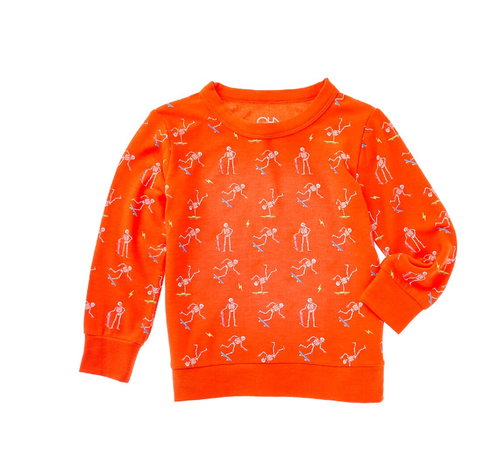 NWT Boys CHASER Comfy Pullover Red Orange Skelton Shirt Top Size 2 Skateboard - Picture 6 of 6