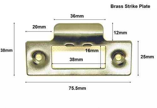 Door Strike Plate Brassed Steel Mortice Latch 114mm 75mm L Pack of 1 2 3 4 5 10 - Picture 4 of 7