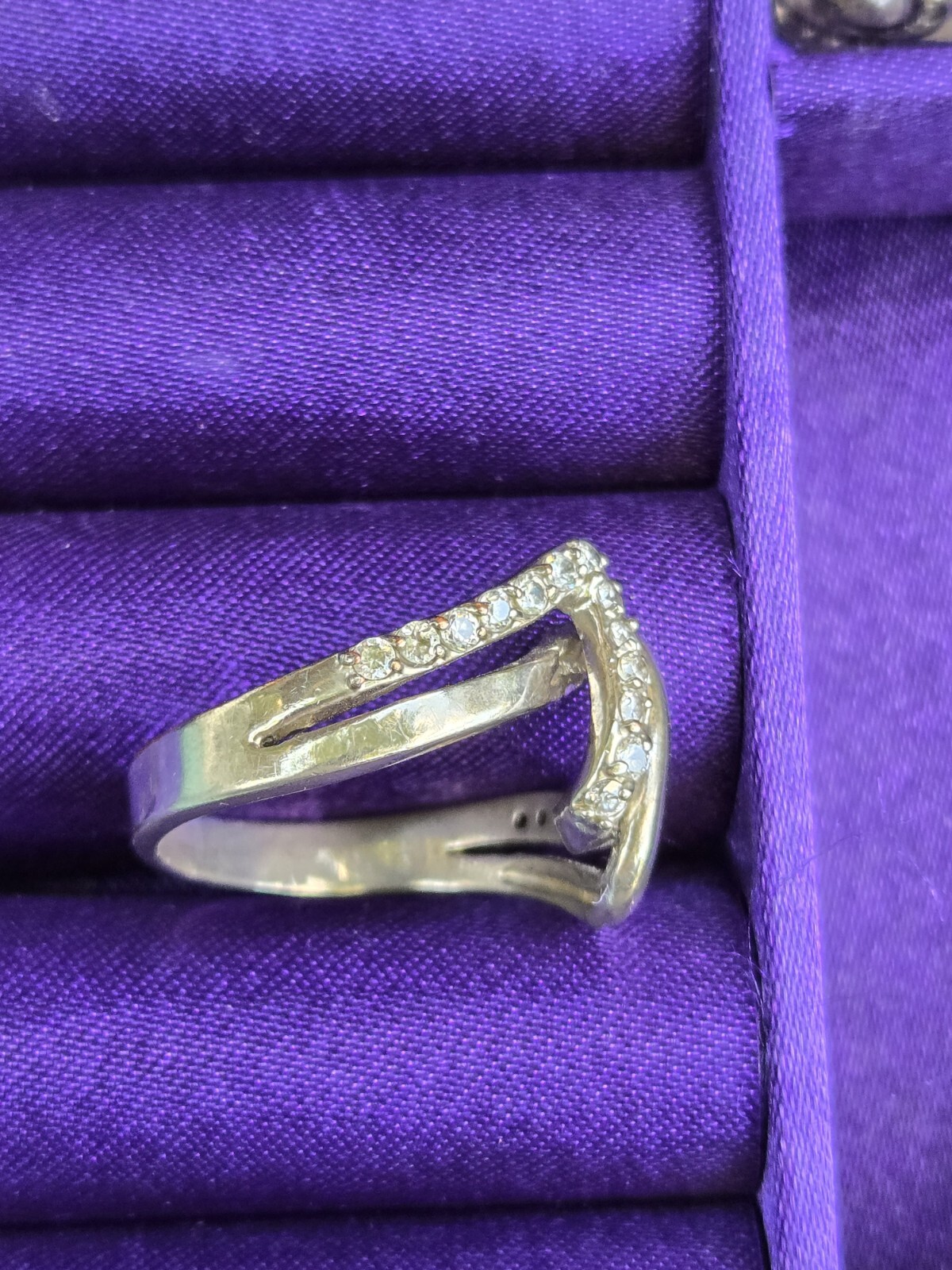 Complex Silvertone Ring Split Double Band Plain &… - image 17