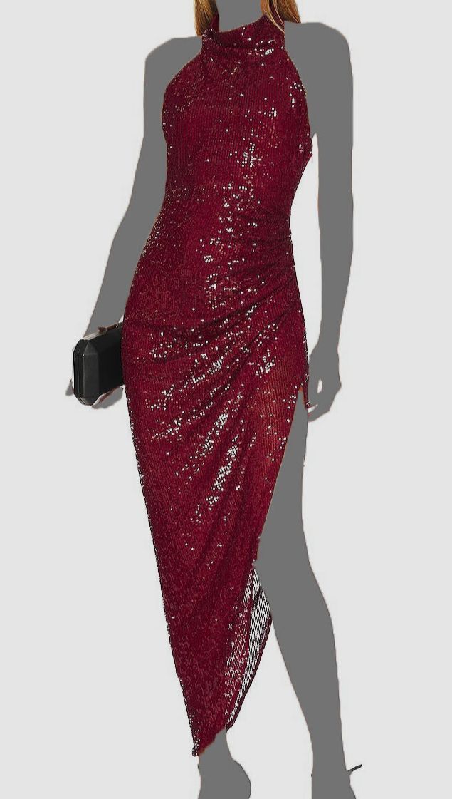 red sequin halter dress Chic Prom Dresses Neck Backless High Slit Party Dres  Dbrbridal Navy Blue Halter Neck Sequin Bodycon Red