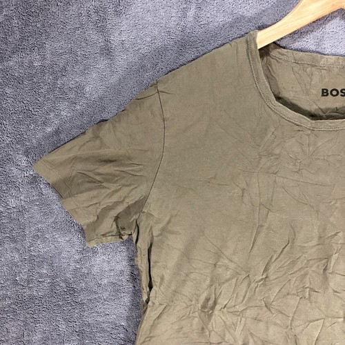 Hugo Boss Mens T Shirt Large Green Embroidered Logo Cotton Short Sleeve - Picture 3 of 10
