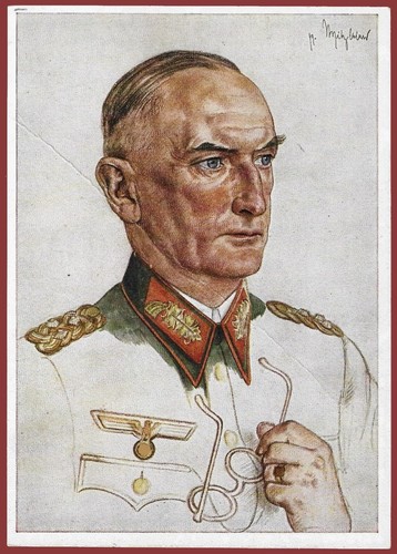 German WW2 Third Reich Artist Postcard Generalfeldmarschall Erwin von Witzleben - Picture 2 of 3