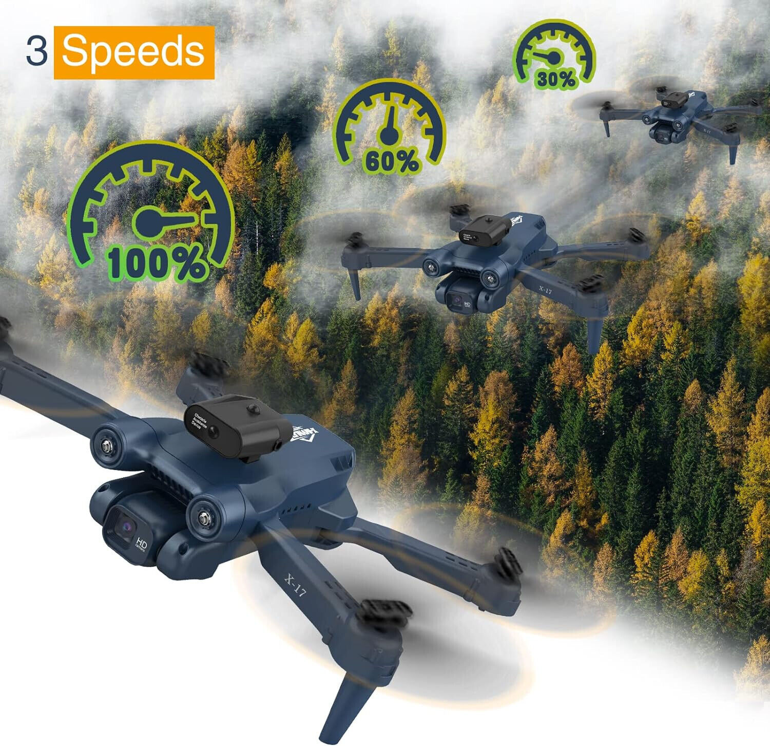 X17 Drohne mit kamera 1080p, für Erwachsene Kinder, Optische Flusspositionierung
