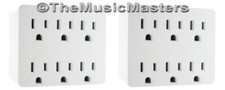  2 Electrical Socket 6-Way Power Splitter 6 Outlet AC Wall Plug Adapter Cover