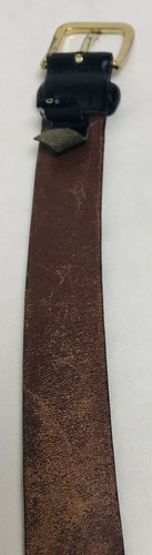 Perry Ellis Portfolio Men’s Belt Sz 44 Black Italian Leather Gold Plated Buckle - Picture 5 of 14