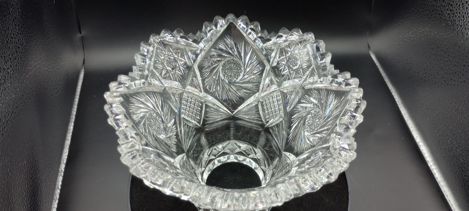 Antique American Brilliant Period Cut Glass Punch Bowl**BASE ONLY** 4-7/8" hi.  