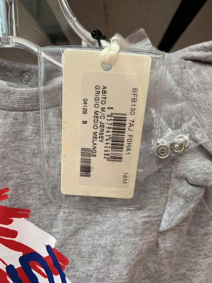 Fendi Nuevo Vestido Bebé Adorable Gris Algodón Monstruo Con Etiqueta 18 Meses Foto 4 de 4