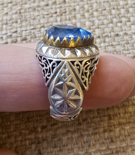 🔵 Anillo de plata topacio para hombre - azul Londres - piedras preciosas en forma de pera 🔵 - Imagen 3 de 22
