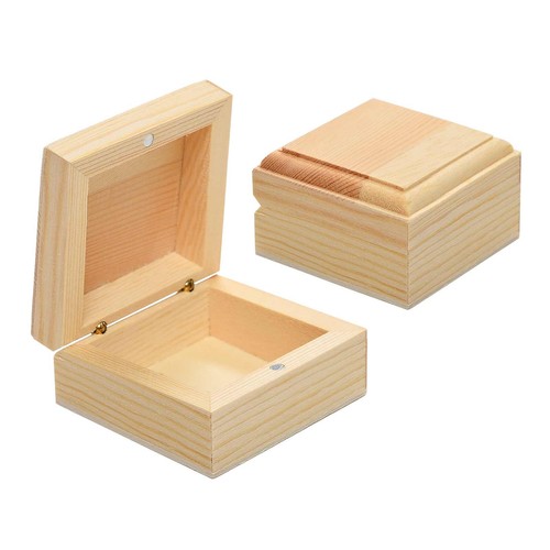 Cajas de almacenamiento y nochebuena cuadradas de madera lisa con bisagras - elección de tamaños - Imagen 12 de 21