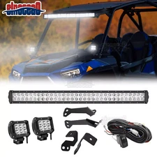 Roof 32'' LED Light Bar & A-Pillar Lights Mount Kit For Polaris RZR 900 XP 1000