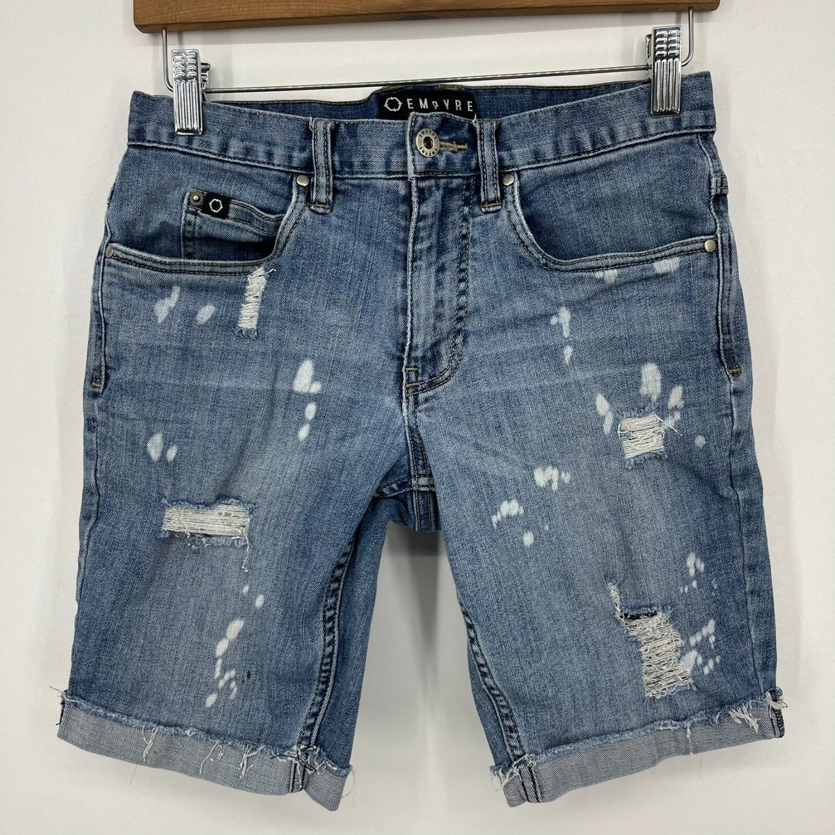 Empyre Denim Shorts Men's 28 Blue Vtg Y2K Skate Distressed Skinny Bermuda