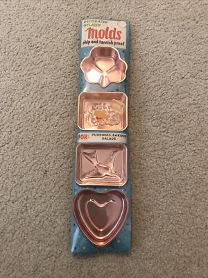 Vtg NEVCO 1965 4 molds for pudding, baking, salads - NEW old stock