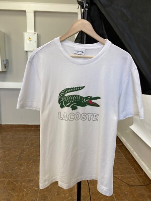 Lacoste Big Logo T-Shirt Retro Rare Hype Y2K size XL color white