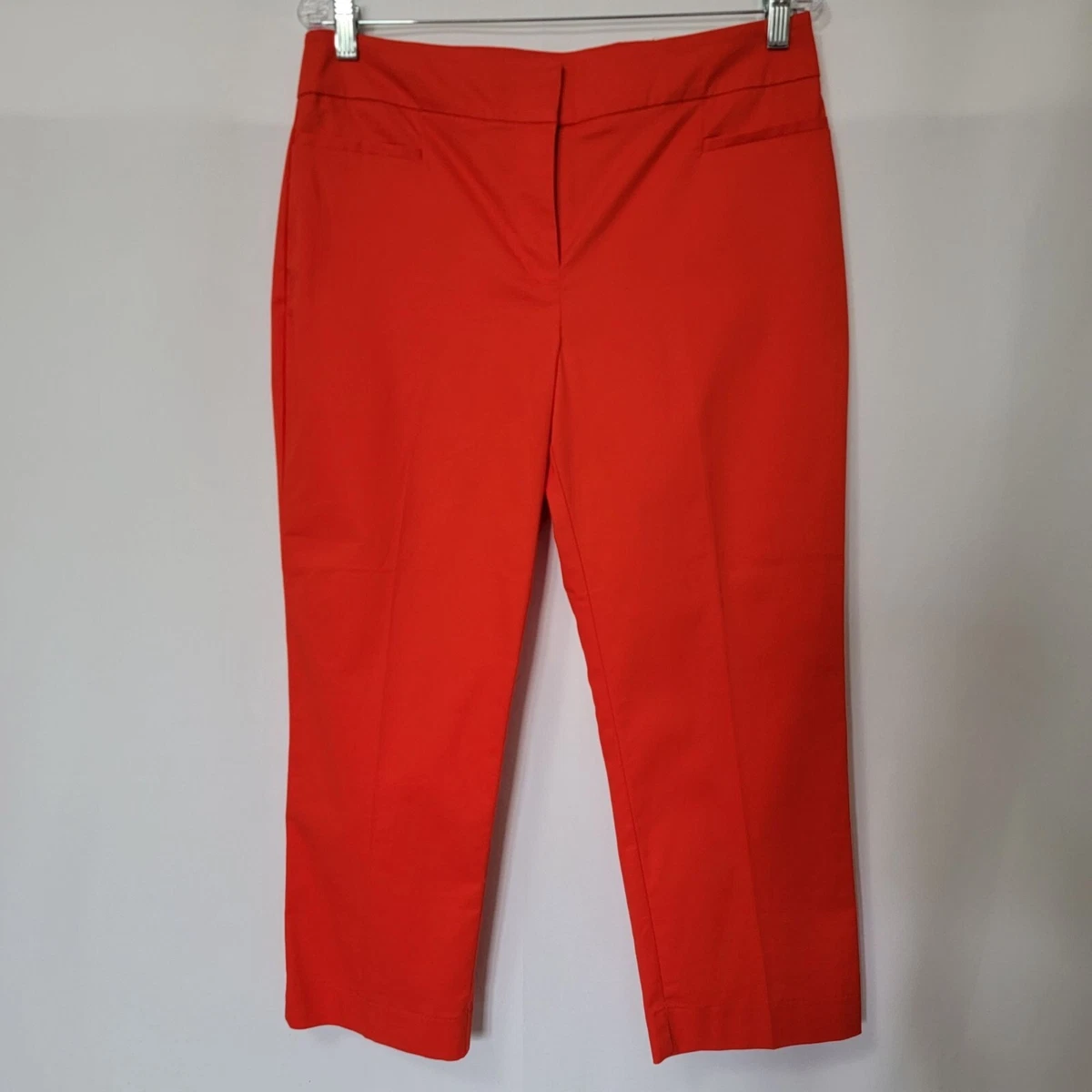 Ann Taylor Petite Red Orange The Crop Mid Rise Slim Leg Pants 10P