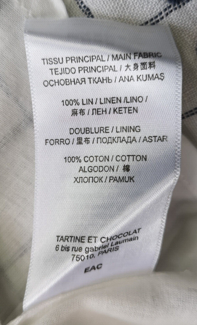 Tartine Et Chocolat Baby Girl's Linen White Checked Dress New With