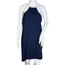 Banana Republic Dress Womens 4 Navy Blue White Sheath Dress Office Work Career